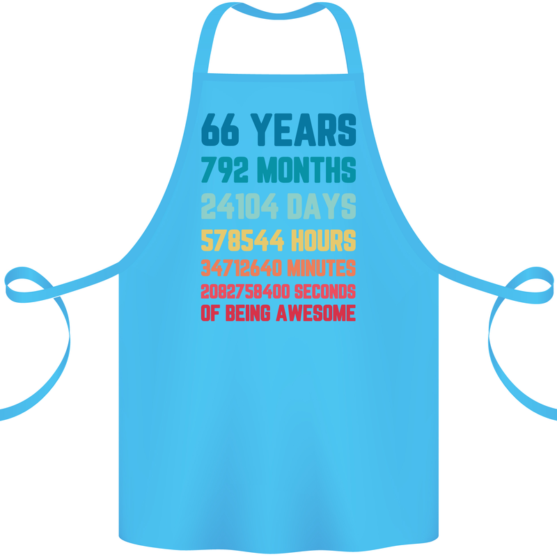 66th Birthday 66 Year Old Cotton Apron 100% Organic Turquoise