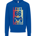 66th Birthday 66 Year Old Level Up Gamming Mens Sweatshirt Jumper Royal Blue