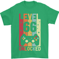 66th Birthday 66 Year Old Level Up Gamming Mens T-Shirt 100% Cotton Irish Green