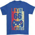 66th Birthday 66 Year Old Level Up Gamming Mens T-Shirt 100% Cotton Royal Blue