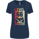 66th Birthday 66 Year Old Level Up Gamming Womens Wider Cut T-Shirt Navy Blue