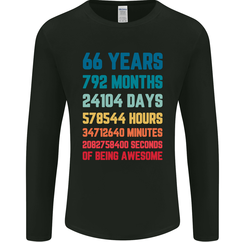 66th Birthday 66 Year Old Mens Long Sleeve T-Shirt Black
