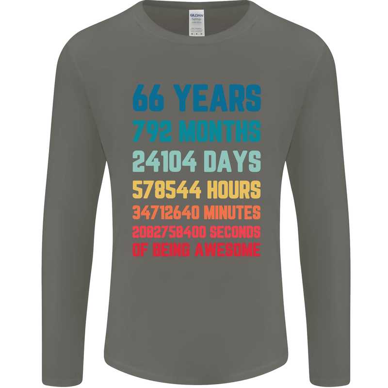 66th Birthday 66 Year Old Mens Long Sleeve T-Shirt Charcoal