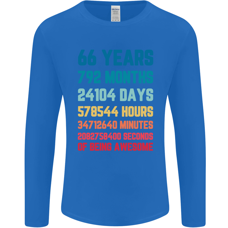 66th Birthday 66 Year Old Mens Long Sleeve T-Shirt Royal Blue