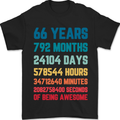 66th Birthday 66 Year Old Mens T-Shirt 100% Cotton Black