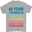 66th Birthday 66 Year Old Mens T-Shirt 100% Cotton Sports Grey