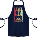 67th Birthday 67 Year Old Level Up Gamming Cotton Apron 100% Organic Navy Blue