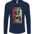 67th Birthday 67 Year Old Level Up Gamming Mens Long Sleeve T-Shirt Navy Blue