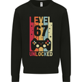 67th Birthday 67 Year Old Level Up Gamming Mens Sweatshirt Jumper Black