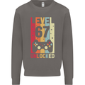 67th Birthday 67 Year Old Level Up Gamming Mens Sweatshirt Jumper Charcoal