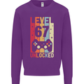 67th Birthday 67 Year Old Level Up Gamming Mens Sweatshirt Jumper Purple