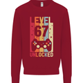 67th Birthday 67 Year Old Level Up Gamming Mens Sweatshirt Jumper Red