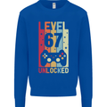 67th Birthday 67 Year Old Level Up Gamming Mens Sweatshirt Jumper Royal Blue