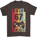 67th Birthday 67 Year Old Level Up Gamming Mens T-Shirt 100% Cotton Dark Chocolate