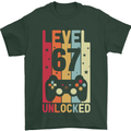 67th Birthday 67 Year Old Level Up Gamming Mens T-Shirt 100% Cotton Forest Green