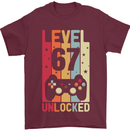 67th Birthday 67 Year Old Level Up Gamming Mens T-Shirt 100% Cotton Maroon