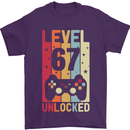 67th Birthday 67 Year Old Level Up Gamming Mens T-Shirt 100% Cotton Purple