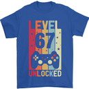 67th Birthday 67 Year Old Level Up Gamming Mens T-Shirt 100% Cotton Royal Blue