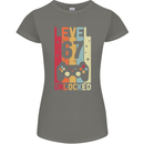 67th Birthday 67 Year Old Level Up Gamming Womens Petite Cut T-Shirt Charcoal