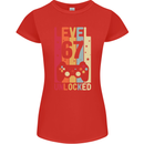 67th Birthday 67 Year Old Level Up Gamming Womens Petite Cut T-Shirt Red