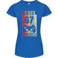 67th Birthday 67 Year Old Level Up Gamming Womens Petite Cut T-Shirt Royal Blue
