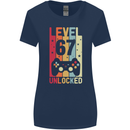67th Birthday 67 Year Old Level Up Gamming Womens Wider Cut T-Shirt Navy Blue