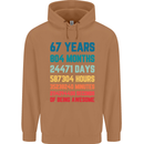 67th Birthday 67 Year Old Mens 80% Cotton Hoodie Caramel Latte
