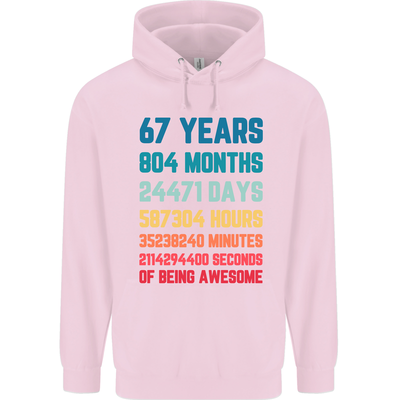 67th Birthday 67 Year Old Mens 80% Cotton Hoodie Light Pink