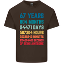 67th Birthday 67 Year Old Mens Cotton T-Shirt Tee Top Dark Chocolate
