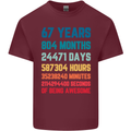 67th Birthday 67 Year Old Mens Cotton T-Shirt Tee Top Maroon