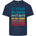 67th Birthday 67 Year Old Mens Cotton T-Shirt Tee Top Navy Blue