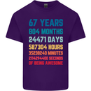 67th Birthday 67 Year Old Mens Cotton T-Shirt Tee Top Purple