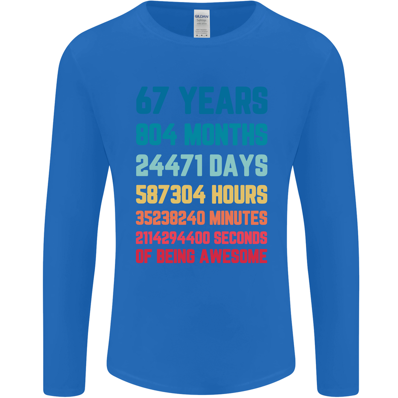67th Birthday 67 Year Old Mens Long Sleeve T-Shirt Royal Blue