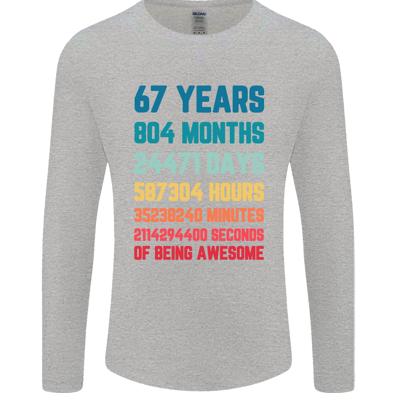 67th Birthday 67 Year Old Mens Long Sleeve T-Shirt Sports Grey