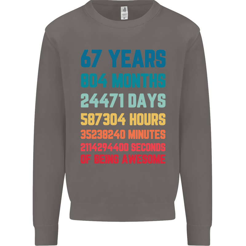 67th Birthday 67 Year Old Mens Sweatshirt Jumper Charcoal