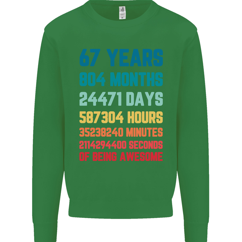 67th Birthday 67 Year Old Mens Sweatshirt Jumper Irish Green