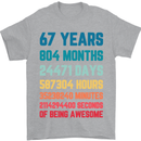 67th Birthday 67 Year Old Mens T-Shirt 100% Cotton Sports Grey