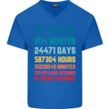67th Birthday 67 Year Old Mens V-Neck Cotton T-Shirt Royal Blue