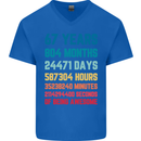 67th Birthday 67 Year Old Mens V-Neck Cotton T-Shirt Royal Blue