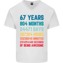 67th Birthday 67 Year Old Mens V-Neck Cotton T-Shirt White