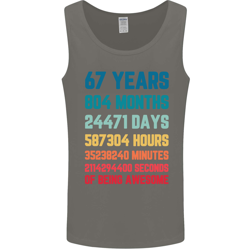 67th Birthday 67 Year Old Mens Vest Tank Top Charcoal