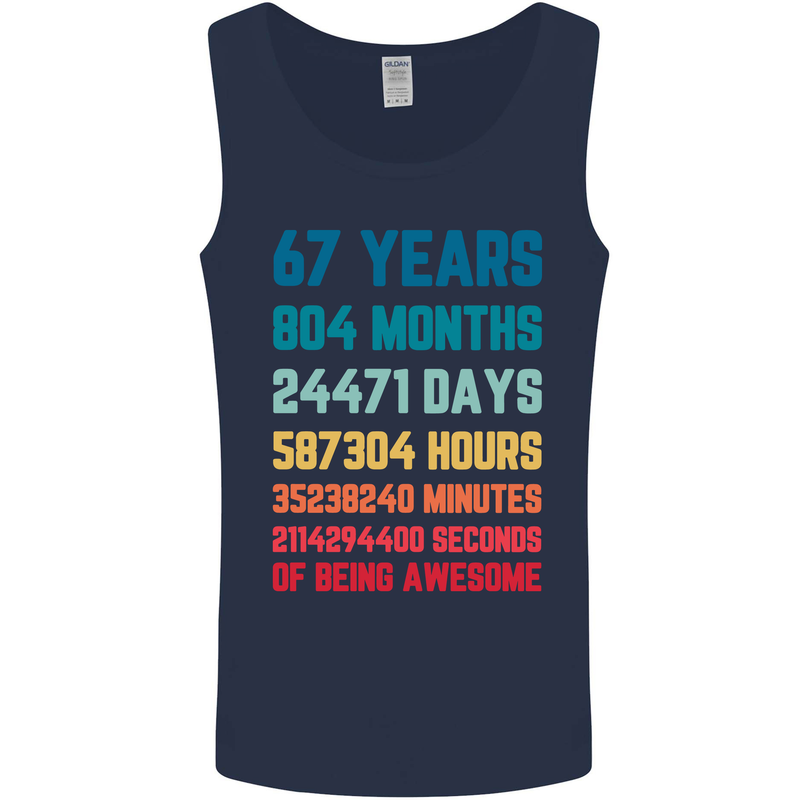 67th Birthday 67 Year Old Mens Vest Tank Top Navy Blue