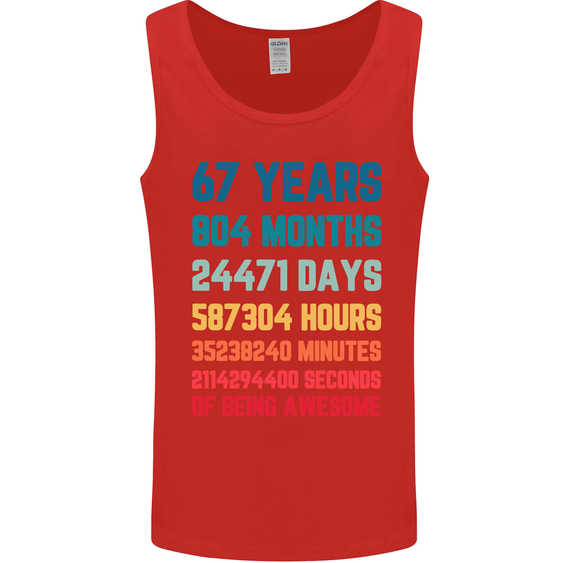 67th Birthday 67 Year Old Mens Vest Tank Top Red