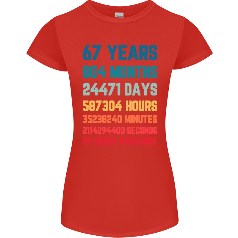67th Birthday 67 Year Old Womens Petite Cut T-Shirt Red