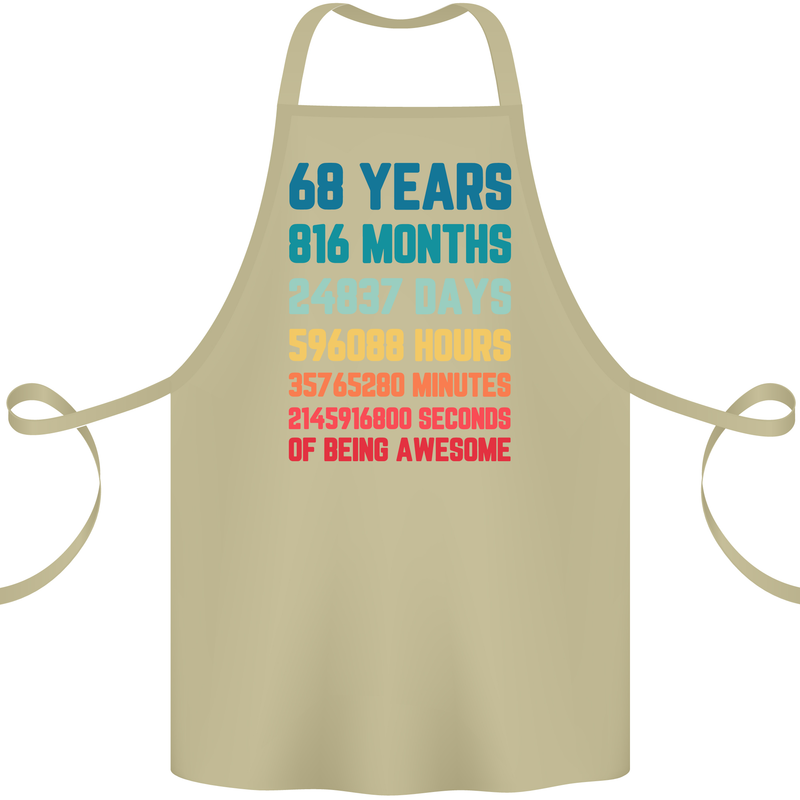 68th Birthday 68 Year Old Cotton Apron 100% Organic Khaki