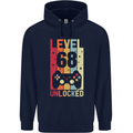 68th Birthday 68 Year Old Level Up Gamming Mens 80% Cotton Hoodie Navy Blue