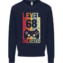 68th Birthday 68 Year Old Level Up Gamming Mens Sweatshirt Jumper Navy Blue