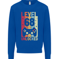 68th Birthday 68 Year Old Level Up Gamming Mens Sweatshirt Jumper Royal Blue