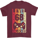 68th Birthday 68 Year Old Level Up Gamming Mens T-Shirt 100% Cotton Maroon