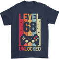 68th Birthday 68 Year Old Level Up Gamming Mens T-Shirt 100% Cotton Navy Blue